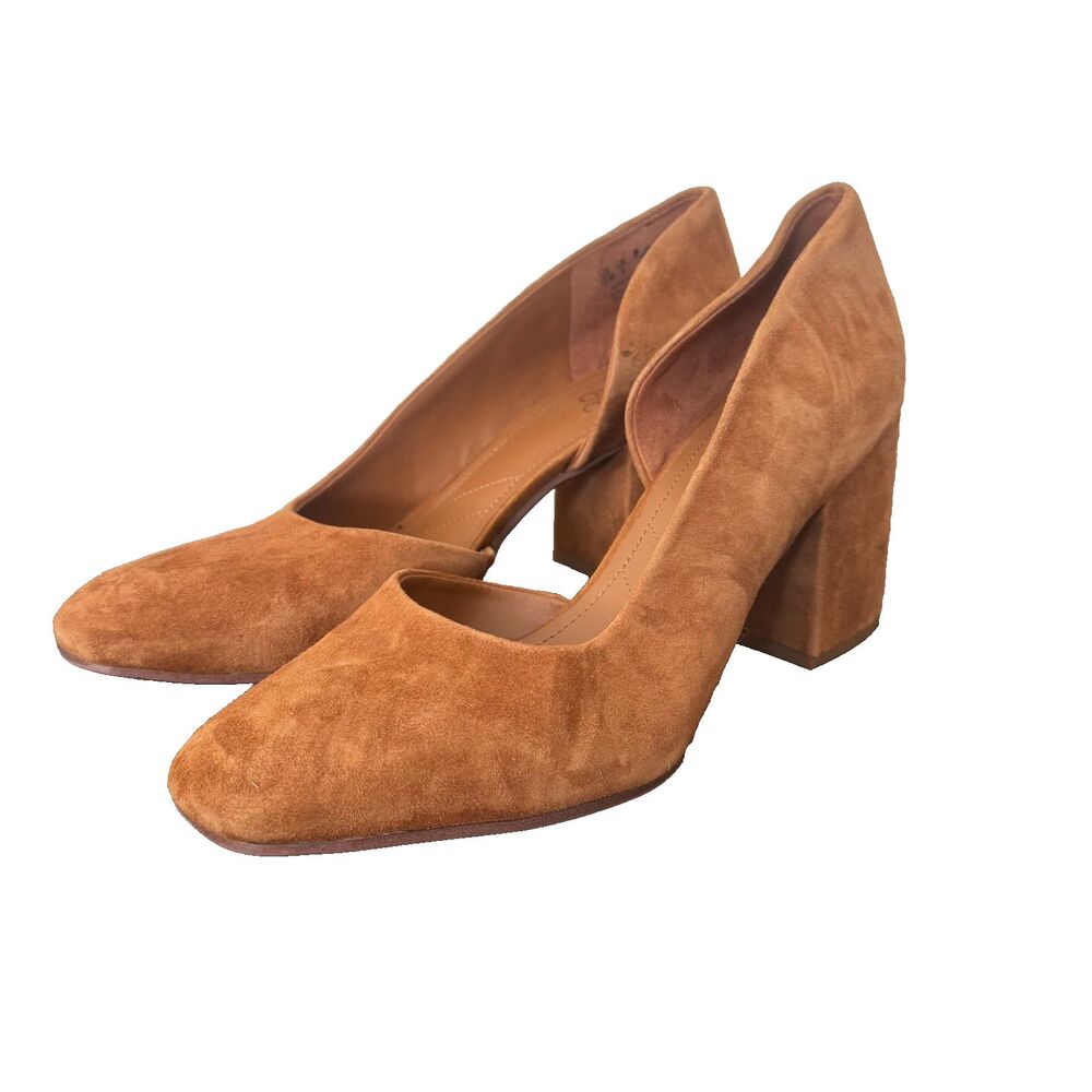 Franco Sarto Womens Brown Suede Block Heel Pumps Size 10 Closed Toe Dress Shoes